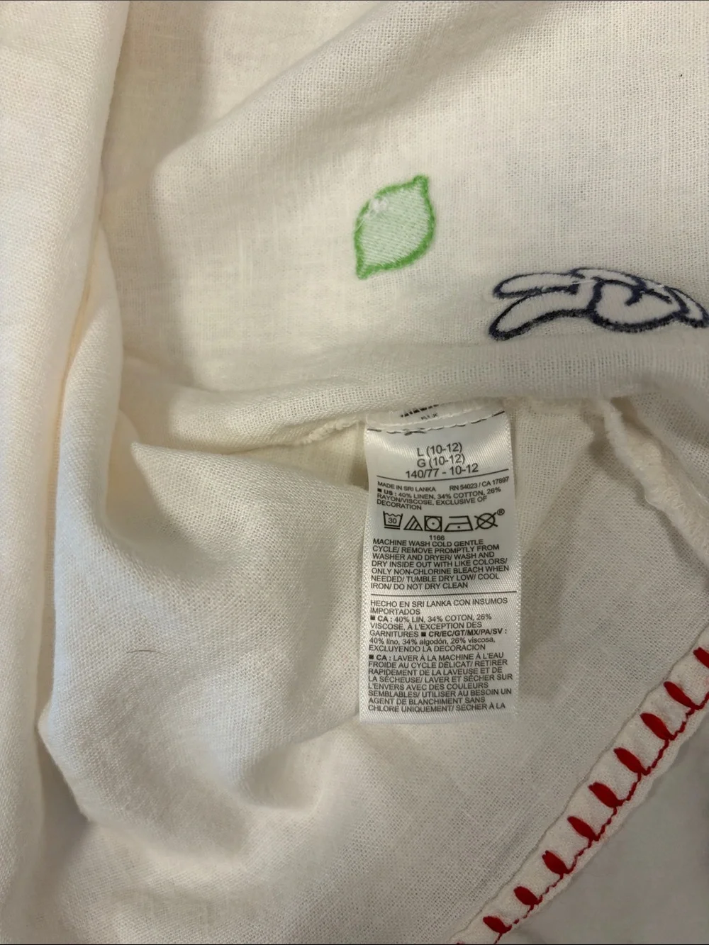 Old Navy White Tank Top with Minnie Mouse & Fruit Embroidery